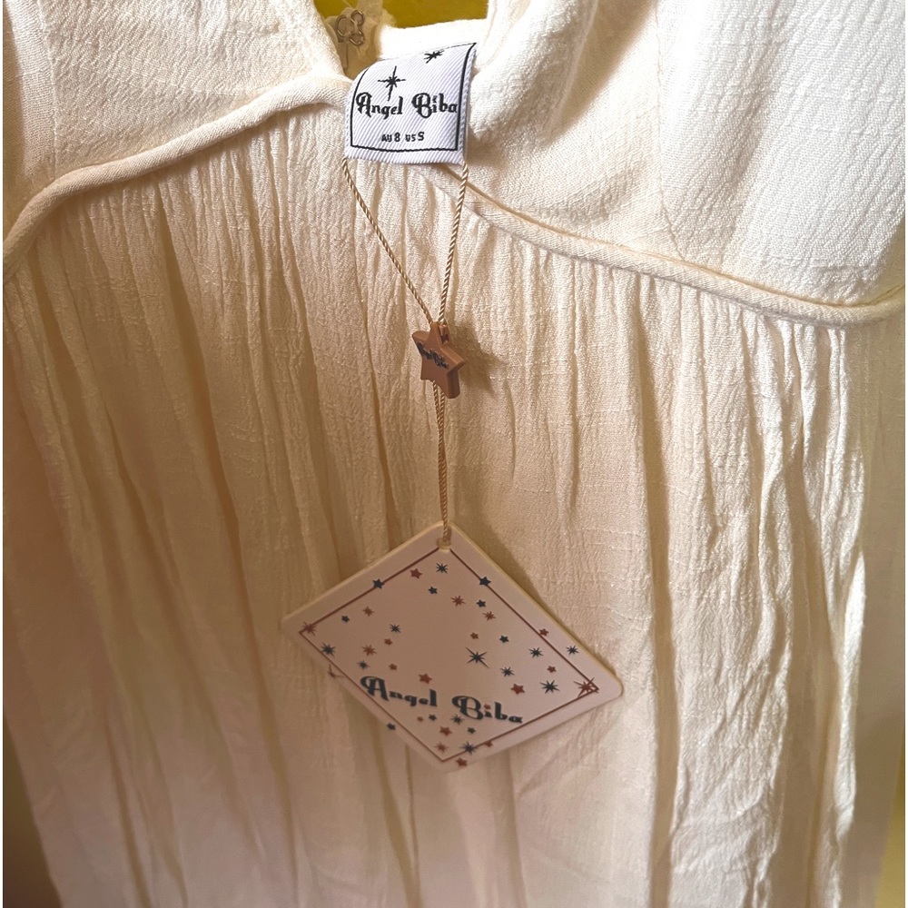 NWT Angel Biba Strappy White Frilly Dress, size small - Picture 5 of 6
